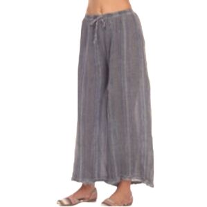 Flora Ashley Lightweight Wide Leg Raw Hem Linen Blend Pants Size Small